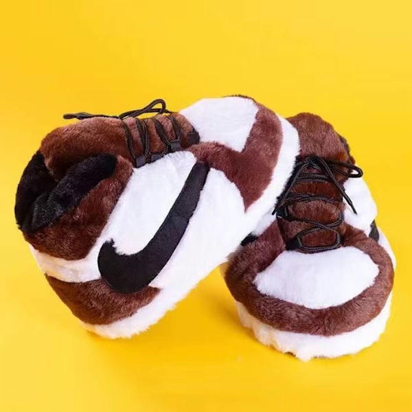 Aj Bomullstofflor, vinter inomhus utomhus tofflor Brown and white 35-44