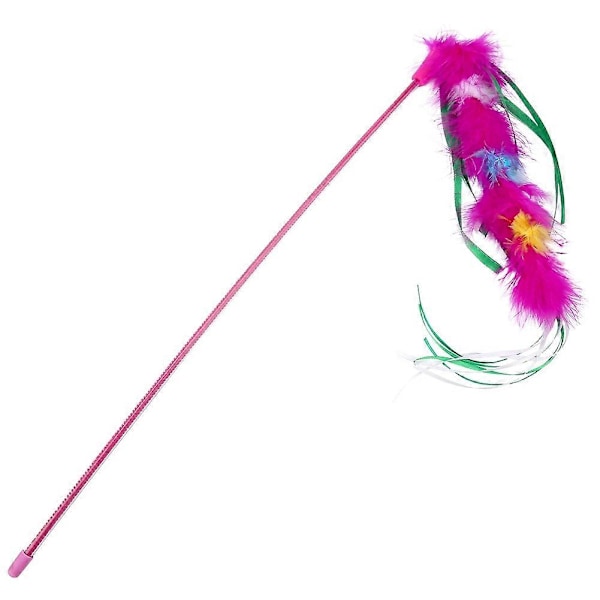 Rolig katt-leksak Teaser Kitten Chaser Toy Stick Wand (Roseröd)