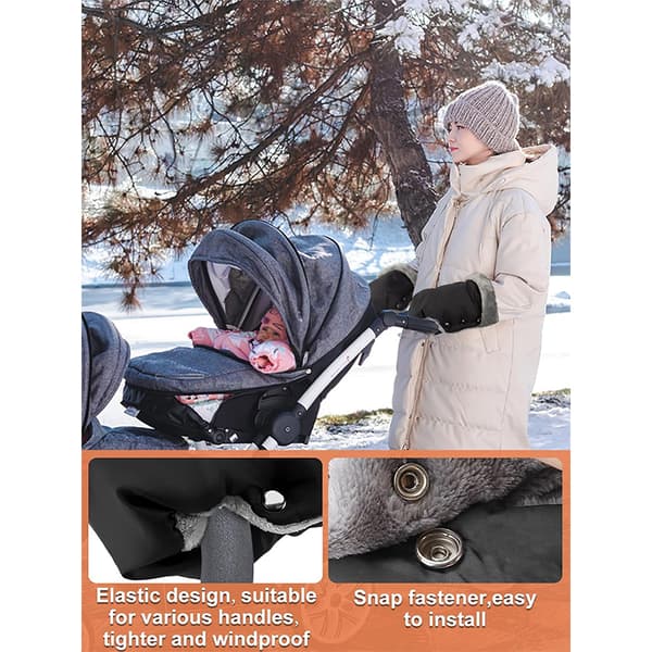 Fleece-handmuff för barnvagn, vinterhandskar mot kyla för barnvagn black