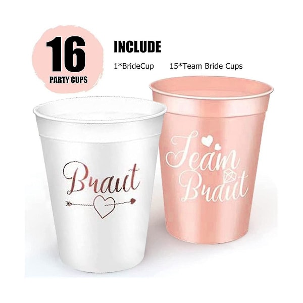 16 stycken Team Bride och Bride To Be-muggar för möhippa, brudföljedekorationer, möhippa