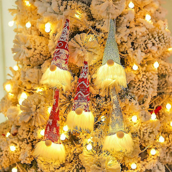 Ny 5/1 stk. Lysende Nisse Jule Ansiktsløs Dukke Ornament Jul LED Lys Nyttår Santa Anheng Dekorasjoner Tre Hengende Ornament