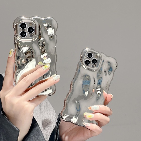 Case för iPhone 13 Pro Max, söt enfärgad lockig vågform Stötsäker TPU Bumper Phone case