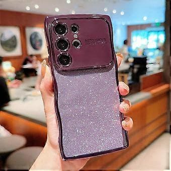 Case for Samsung Galaxy S25 Ultra Electroplated Curly Frame TPU Glitter Phone Case Large Window (Style E)