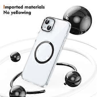 Compatible Case for iPhone 14, MagSafe Compatible, Hard PC Phone Case, Clear Back (Black)