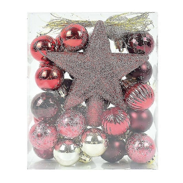 30-pack Oslåpbara Julgranskulor för Juldekorationer Hängande Kulset för Nyårsfest Dekoration G12 34Pcs 4 cm