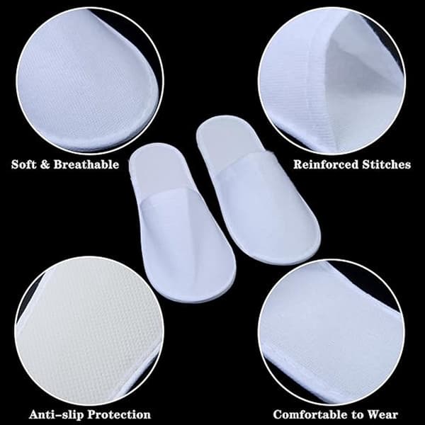 12-pack - Gästtofflor - Rese tofflor - Halkfria - One Size Fits All - Vit