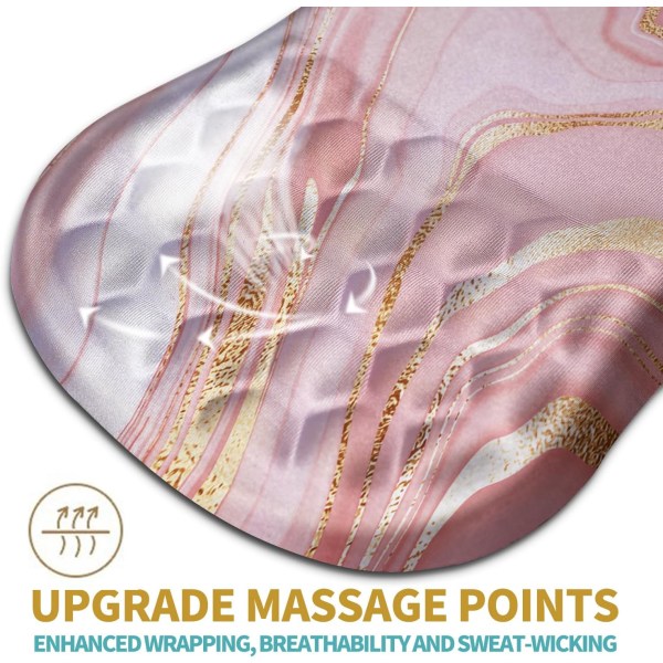 Ergonomisk musmatta Handledsstöd med massagedesign, smärtlindring för handledsstöd musmatta med minnesskum och halkfri (12x8 tum, rosa guldmarmor)