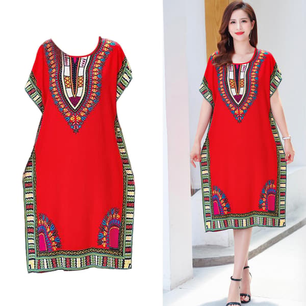 Dammode Strandlovsklänning Boho Elegant Etnisk Klänning Red
