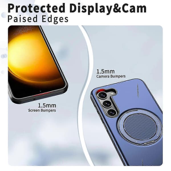 Samsung Galaxy S23 Magnetic Case with Rotating Stand, TPU + PC Protective Phone Case, Thin Anti-Fall Case Blue
