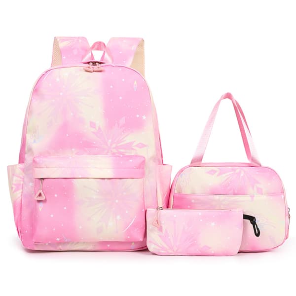 Backpack Large Capacity 3 Piece Set, Includes Lunch Bag and Pencil Case for Students Pink