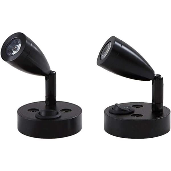 2 stk 12V LED Spot Læselampe Sengelampe Væglampe Justerbar Afbryder Autocamper Campingvogn Van Interiørbelysning til Båd Autocamper Van (Sort, Kort)