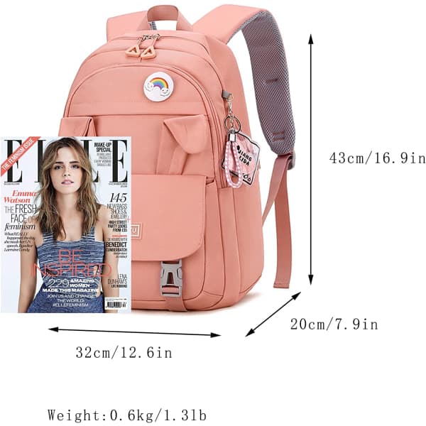 Girls' School Bag, Women's Waterproof Backpack (Black)