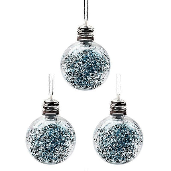 3 stk / sett Led julekuler Lysende økning atmosfære Rund form Høy lysstyrke Hengende dekorere Faux Fjær Transparent juletre Decora H 8 cm