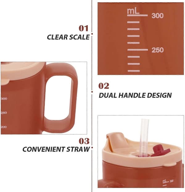 Sippy Cup for Adults for Elderly, Convalescent Feeding Cup Drinking Cup with Straw for Disabled Patients Spill-Proof Mama Cups with Handle and Lo 300ml
