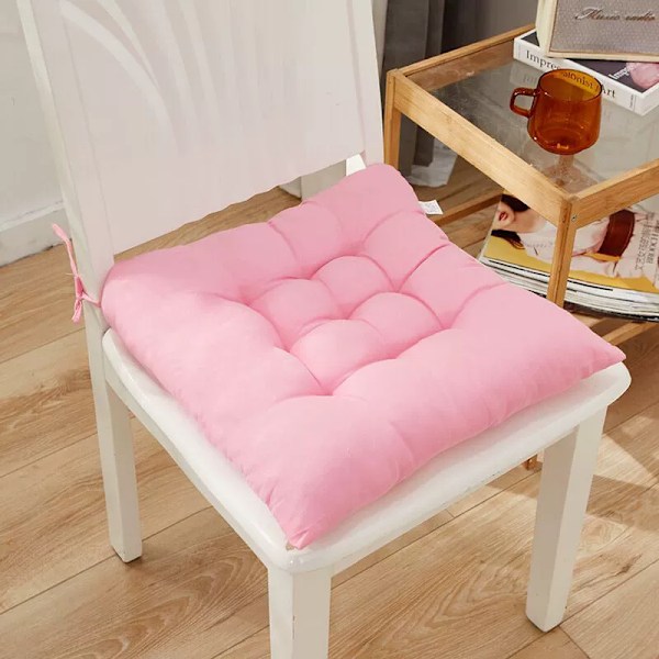 4 stk. bløde stolehynder, stolehynder med bånd, stolehynder spisebord til have terrasse køkken spisestue (40x40cm) Pink