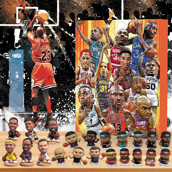 NBA Julekalender 2024 til Jul - NBA Julekalender med 24 Døre, James, Kobe, osv. Tartan Gaveæsker C