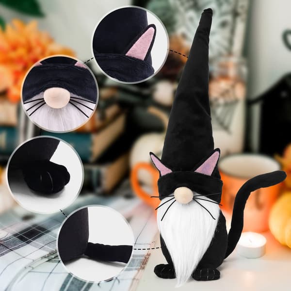 Sort Kat Tomte Gnome Halloween Dekorationer Hjemmegave Indretning