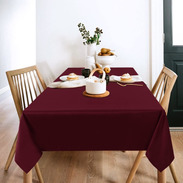 2 delar vinröd duk 54 x 78 tum, rektangel 4 fot bordsduk - fläckbeständig  Skrynkbeständig tvättbar polyester för matbord abac | Fyndiq