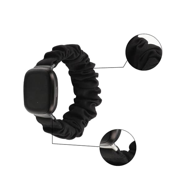 Fitbit Sense 2 -kellolle scrunchie-kellon ranneke, kangaspainettu hiuslenkkiranneke, leopardikuvio