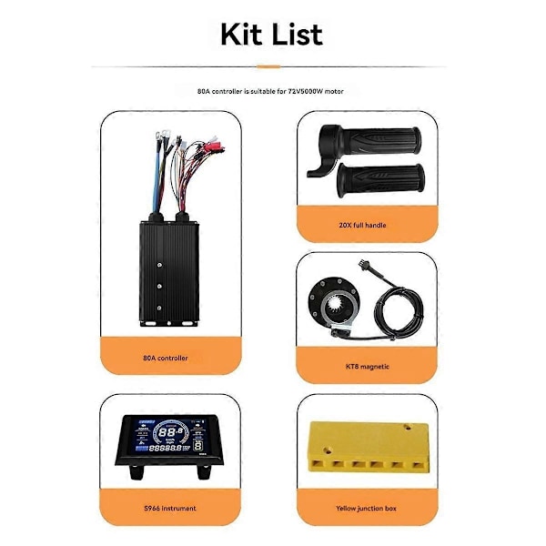 Lithium Power Boost Konverteringssæt S966 farveskærmsmåler med 80A controller og 20X gashåndtag 8 Magnetisk Boost Kit