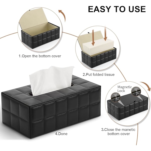Tissue Boxes, PU Leather Tissue Boxes, Rectangular Tissue Boxes for Tissues