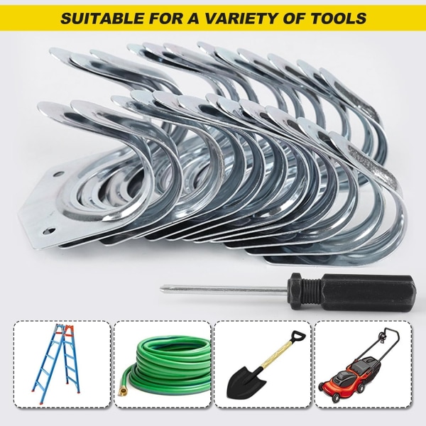12-pack verktygskrokar för garage, Heavy Duty verktygshängare, set för garageorganisation, väggmonterade förvaringskrokar