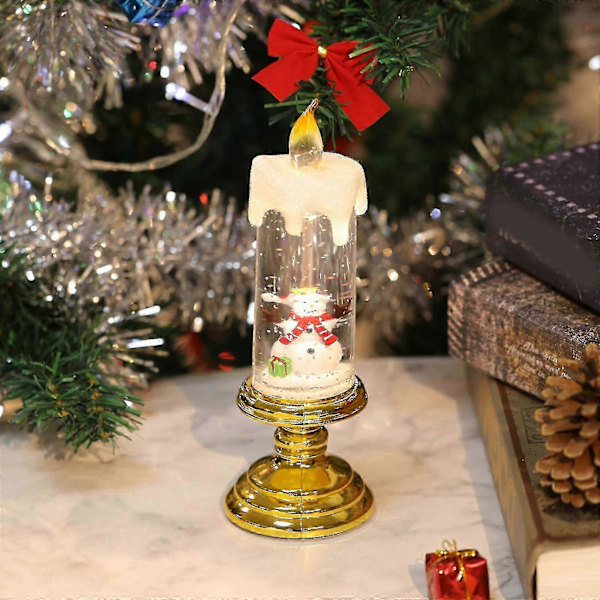 Jultomte Ljusstake, Batteridriven LED-Ljusstake, Vattentät, Flimmerande Juldekorationer Present - jjS Yellow - B