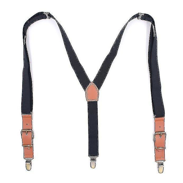 Herrhängare Breda Y-back Hängslen Solid Stretch Suspenders Y-back Trigger Snap Suspenders