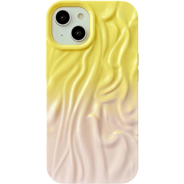 Plisserat vattenripplande krom vågmönster Mjukt kompatibelt med iPhone- case (gulrosa, iPhone 13 Pro Max)