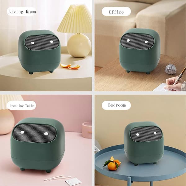 Small Trash Can, Cute Ninja Press Desktop Bin with Lid