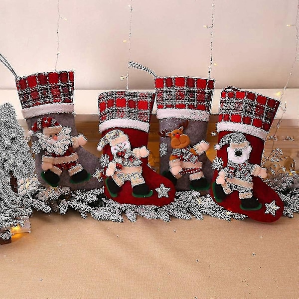 Julestrømpe sæt 4 stykker Santa Boots Gavepose