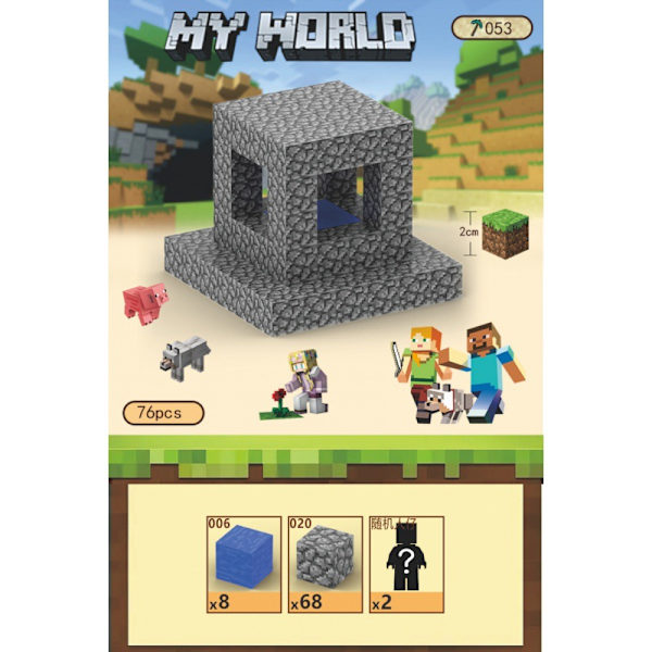 Minecraft Byggstenar Set Magnetiska Byggstenar Leksak Magnetiskt Brädspel T053-Well-76 pcs