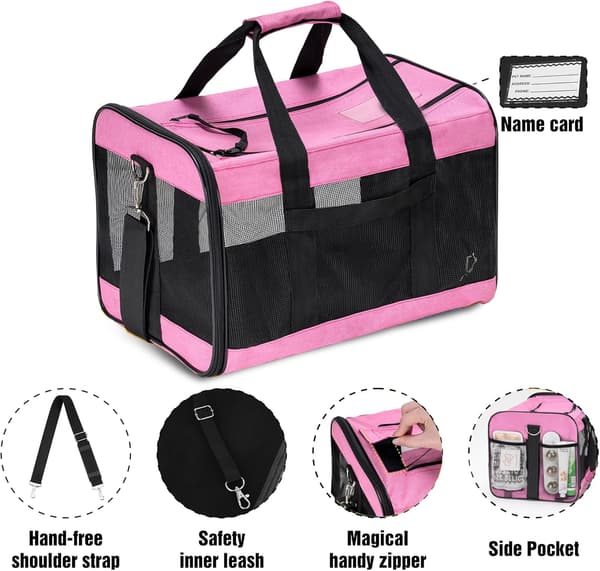 Soft Pet Carrier, Foldable, Durable, and Travel-Friendly M Pink