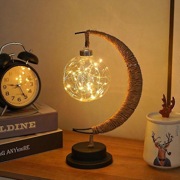 Shxx Lampeledning Rattan Håndlaget Hamp Tau Smidd Jern Nattlys Hjemmedekorasjon Nattlampe Julegaver (størrelse : 27 X 14 X 13cm) A927-64