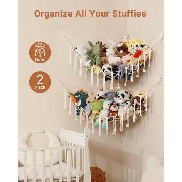 Units Toy Storage Hammock, Boho Toy Storage Hammock for Stuffed Animals - Hanging Storage for Stuffed Animals