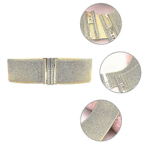 Breda, elastiska guldfärgade waspie-bälten för damer, universell waspie-klänningaccessoar, glittrigt midjeband