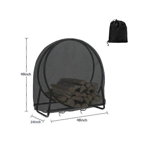 1,2 m Vedskydd för Utomhus och Inomhus 100% Vattentätt 420D Oxford Heavy Duty Vedvedsskydd med 2 Öglor, Lång Dragkedja, 4-Säsongskompatibel