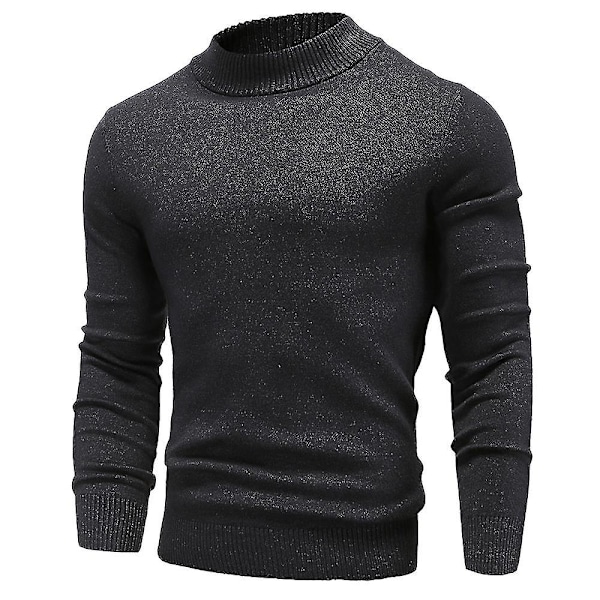 Ny Vinter Herre Mock Neck Sweater Mode Ensfarvet Varm Strikket Pullovers Herre Casual Elastiske Sweaters Mandlig Efterårs Strik Dark Grey XXXL