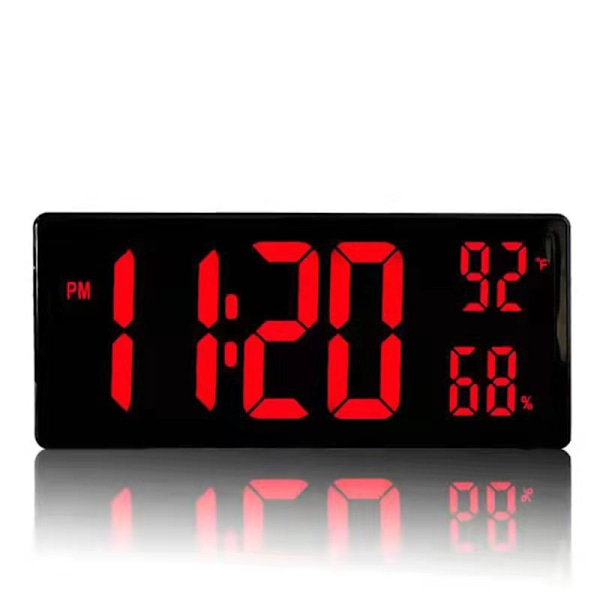 Stor digital väggklocka med digital display röd