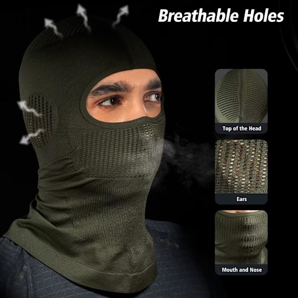 Balaklava Helmask för Motorcykel Cykling Skidmask för Män Kvinnor Andningsbar Black