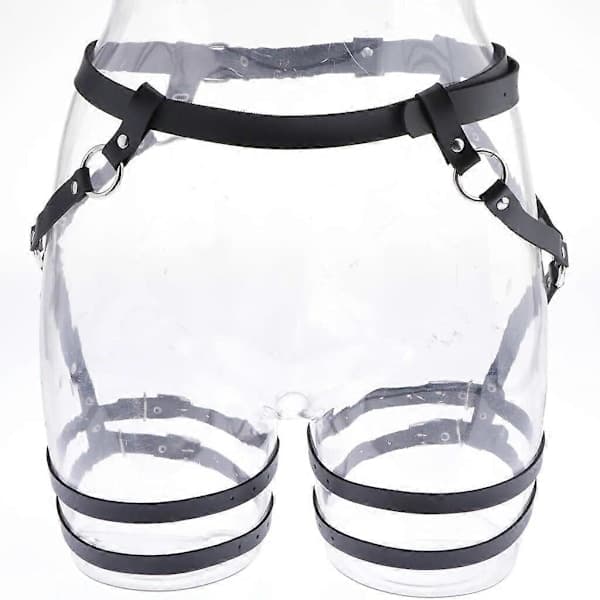 Lær Body Harness Midjebelte Benstrømpe Punk Goth Selestropp