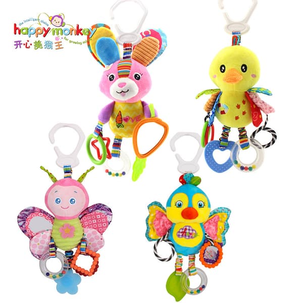 Soft Mobile Toy for Cot – Hanging Stroller Toy with Teether & Mirror for Infants Butterfly