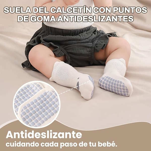 7-pack halkfria babysockor, söta bomullssockor för pojkar och flickor, med halkfritt grepp och bedårande design, mjuka och bekväma. 3-5 years old