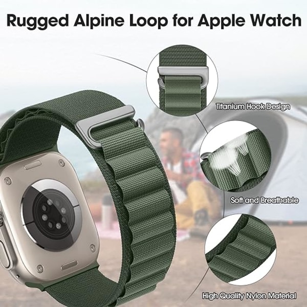 Alpine Loop Band Kompatibel med Apple Watch Band 42mm 41mm 38mm för kvinnor män, justerbar 2/Ultra/Series SE 9/8/7/6/5/4/3/2/1