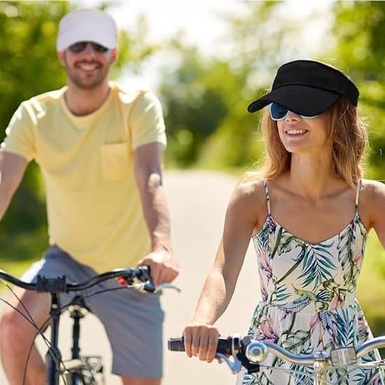 Solhat -2-pak-Justerbar solhat i bomuld - Solhat - Strandhat - Unisex - Ensfarvet solhat -Sommerhat til mænd egnet til rejser - Sort, hvid