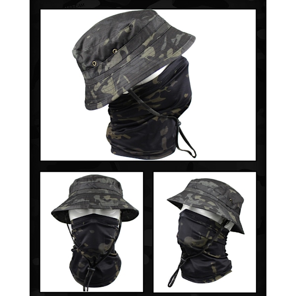 Fiskehatt för utomhus, bergsklättring, jakt, solhatt Army green 60cm (applicable to 58-60cm)