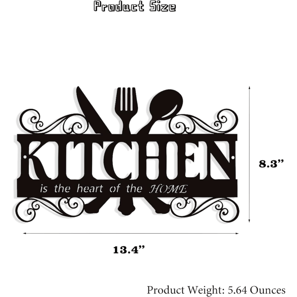 Rustika metallskyltar för köksinredning, dekoration för vägg, lantgårdsdekoration för matsal, 13,8 x 8,8 tum (svart)