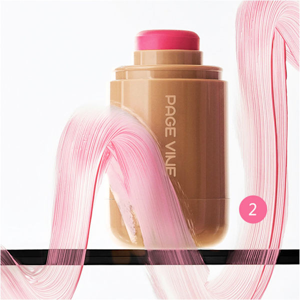 PAGE VINE Lommeblush Stick 6 Farver Læbe og Kinder Vandlys Stick Highlighter Oplyser Naturlig Vandlys Hud 02-juice box