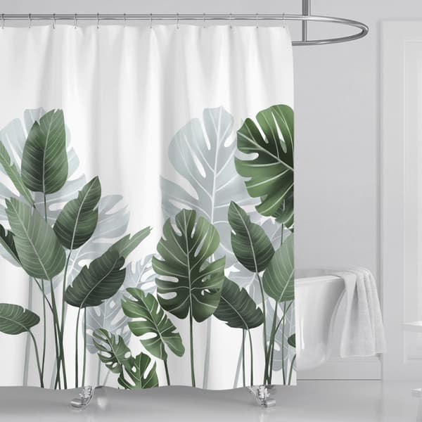 Skimmelsvampresistent badeforhæng (180*200cm store hvide blade Pr
