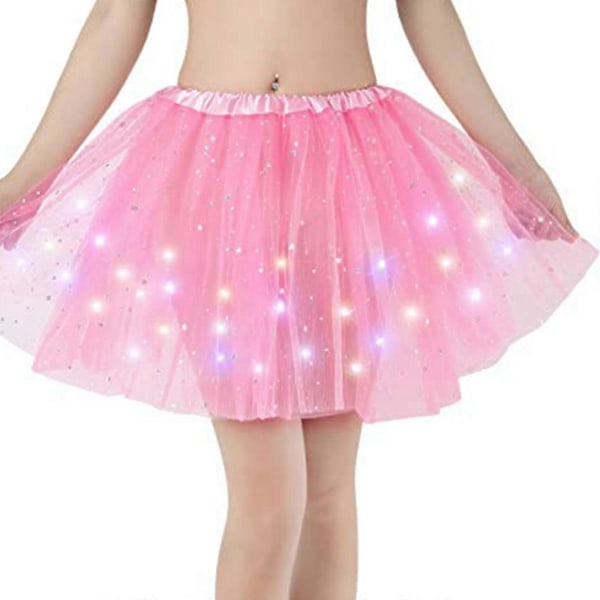 Tylli Hame Nainen LED Tutu Aikuinen Teini Tutu Juhla Baletti Tanssi Naamiaisasu Halloween Asu Röd